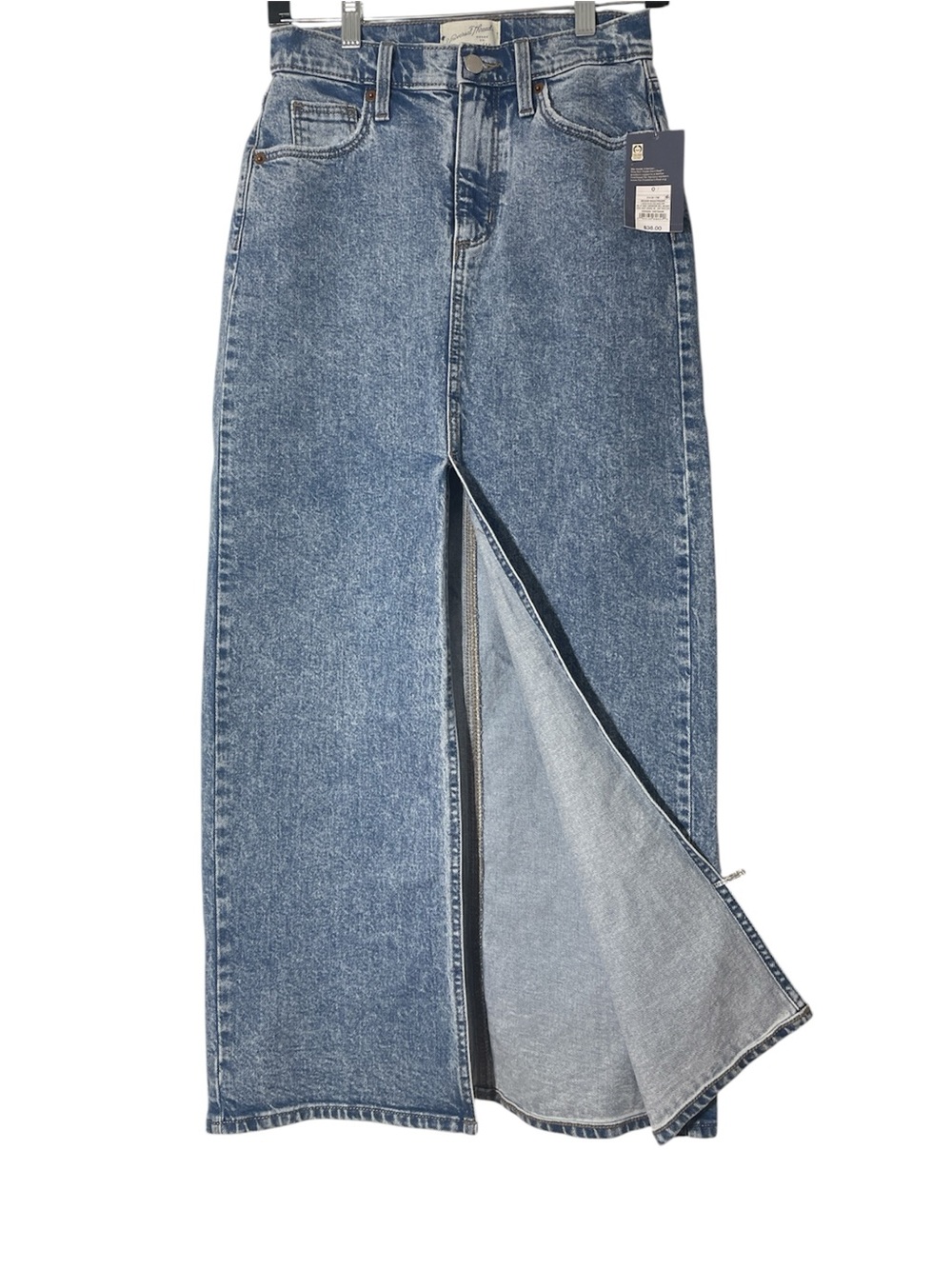 Universal Thread Blue Denim Front-Slit Maxi Skirt